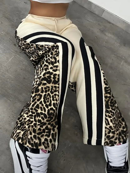 Beverly - Pantaloni da donna foderati in pile con stampa leopardata