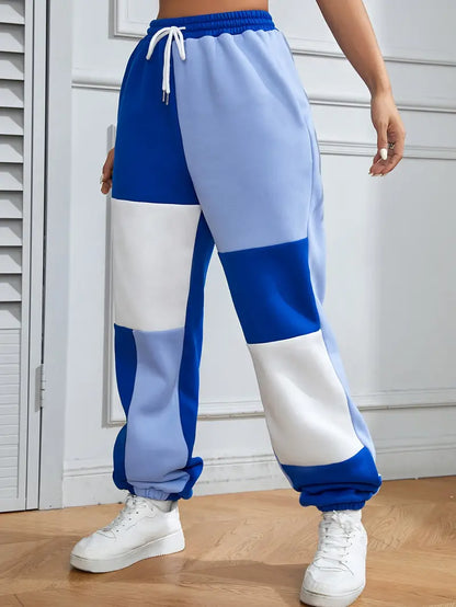 Billie - Pantaloni jogger larghi con coulisse color block