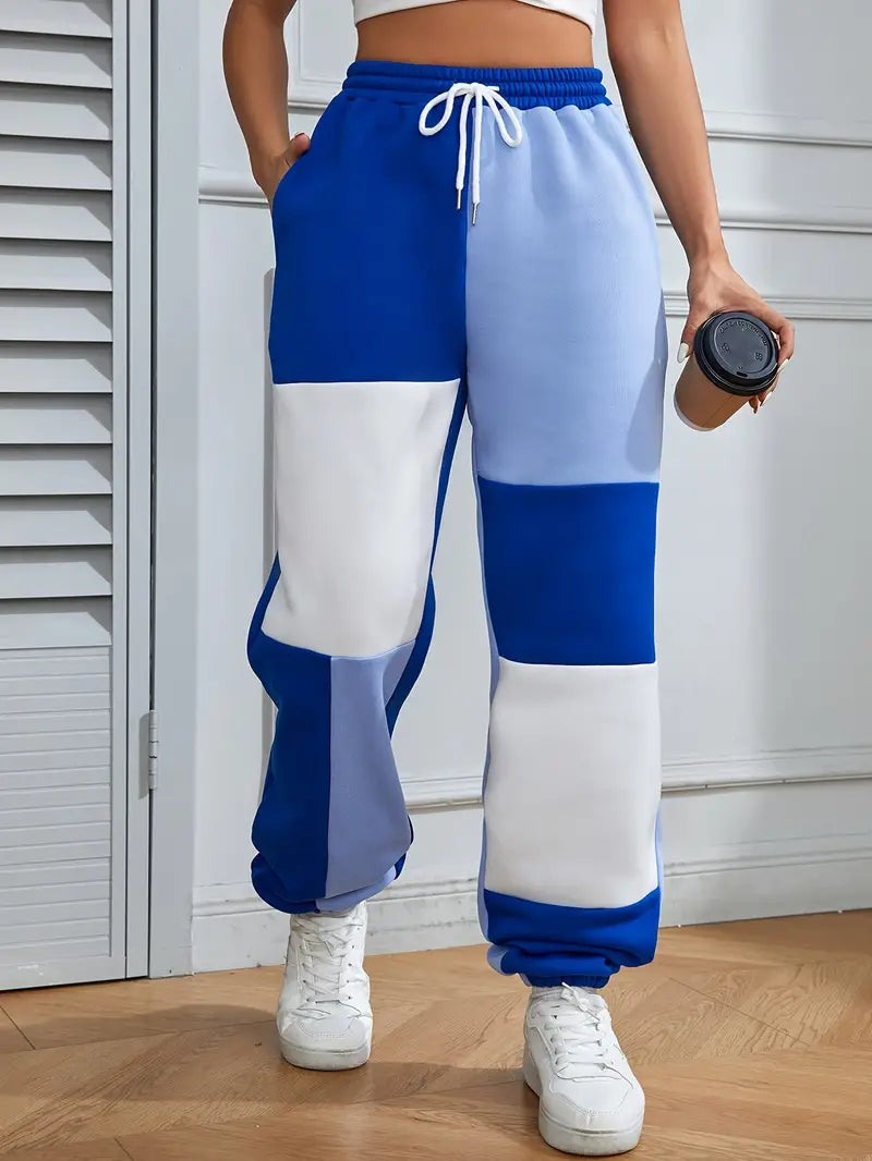 Billie - Pantaloni jogger larghi con coulisse color block