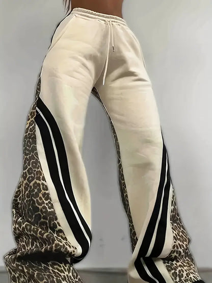 Beverly - Pantaloni da donna foderati in pile con stampa leopardata